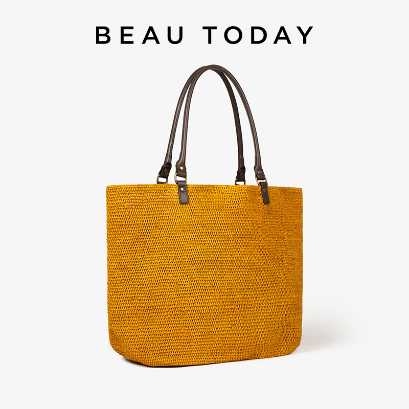 Women'S Raffia Bags - BEAUTODAY Casual Tote Kadın Rafya Düz