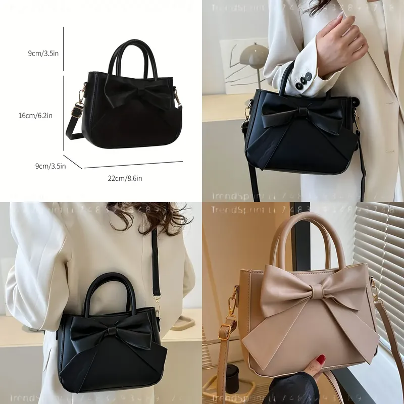 Women'S Bags Handbags - Kadınlar için Zarif Siyah Fiyonklu Çanta,